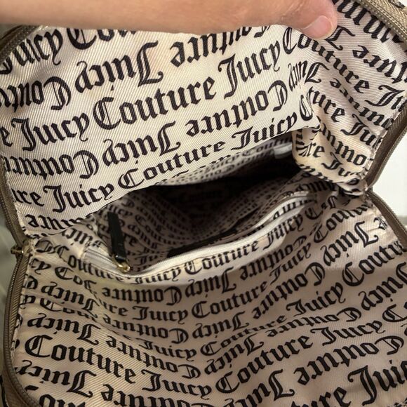 A Juicy Couture tan And Black Medium Backpack With Crown And Key. Fold Over Top main image 8